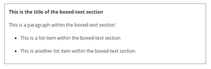 boxed text front end display